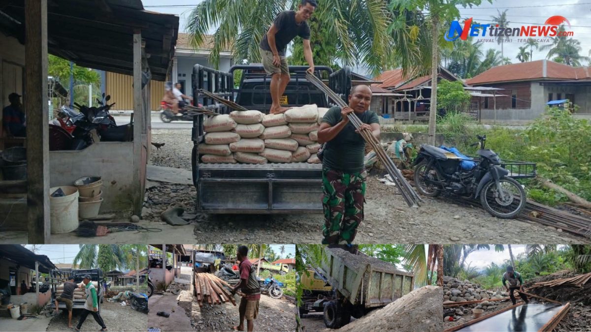 Dukung Transparansi, Babinsa Lawe Alas Awasi Distribusi Material Jembatan Beton di Pasikh Pekhmate