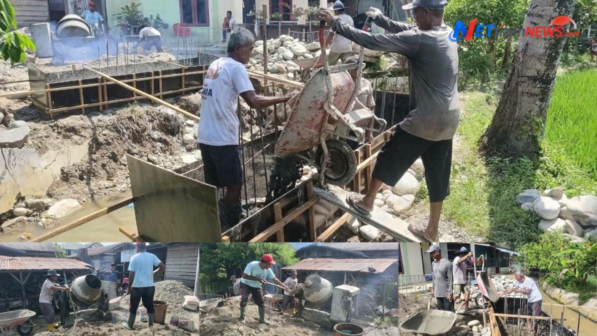 Semangat Gotong Royong Warga Desa Penampaan 2 Kec. Deleng Pokhkisen dan Babinsa Wujudkan Jembatan Impian