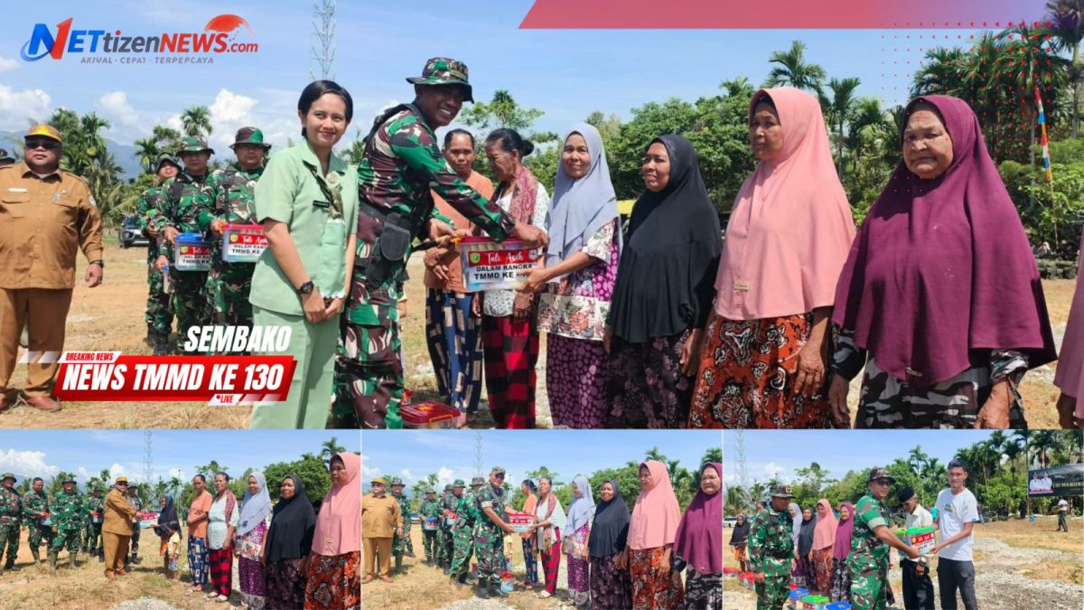 Gandeng Forkopimda, Letkol Czi Arya Murdyantoro, S.T. Serahkan Paket Sembako TMMD ke-130 di Lokasi TTM Lawe Bulan