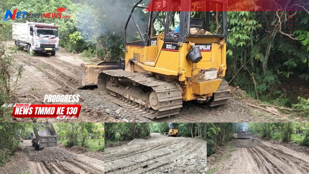 Pacu Proggress, Satgas TMMD ke-130 Kodim 0108/Agara dan Warga Kebut Pengerasan Jalan di Lawe Kulok