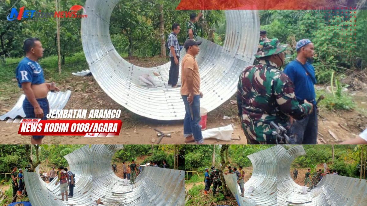 Bersama Warga, Babinsa Kodim 0108/Agara Percepat Pembangunan Jembatan Aramco di Lawe Sagu Hulu