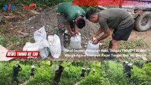 Pikul Material Berjalan Kaki, Satgas TMMD Ke – 130 dan Warga Agara Kompak Kejar Target Bak Air Bersih